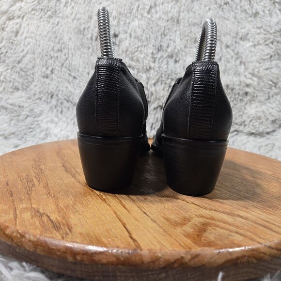 Franco Sarto Women Size 5.5M Black Leather Western Pointy Toe Heeled Ankle Boots - Picture 3 of 10